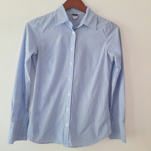 J. Crew Tops - J. Crew Vintage Y2K Long Sleeve Striped  Button Down Top Size XS Preppy Classic